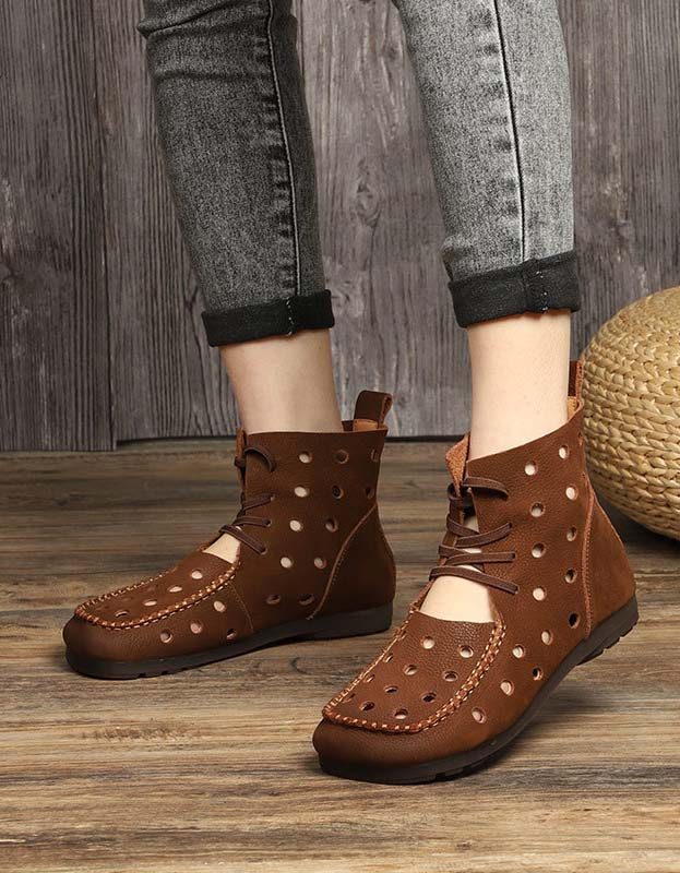 Handgemaakte Retro Lederen Holle Sandalen Laarzen