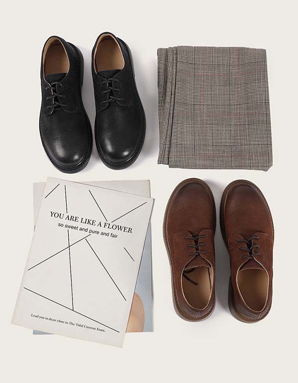 Lente Dikke Zolen Retro Leren Damesschoenen