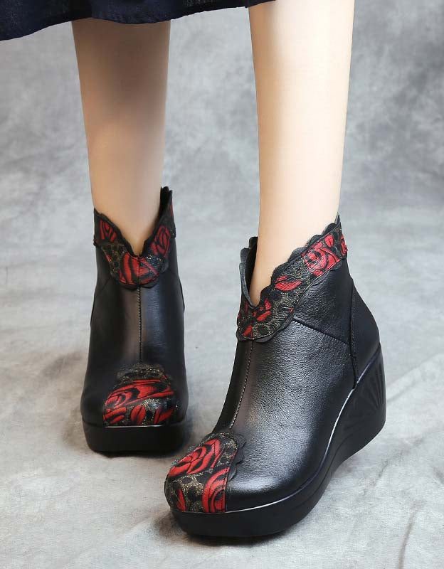 Wedge Laarzen In Etnische Stijl Met Bloemenprint