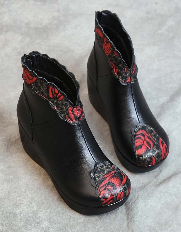 Wedge Laarzen In Etnische Stijl Met Bloemenprint