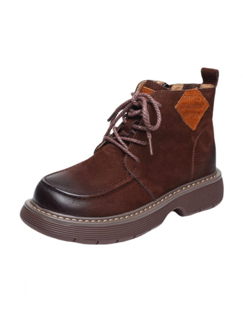 Winter Herfst Dikke Hak Retro Leren Enkellaarsjes