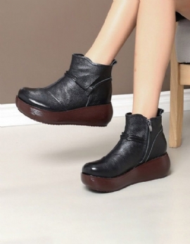 Waterdichte Leren Retro Sleehak Laarzen
