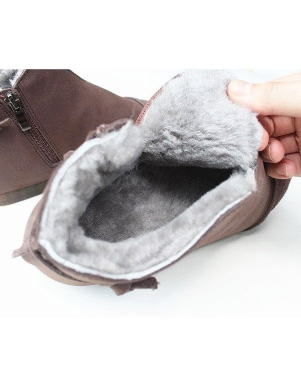 Bont Warmte Retro Leren Winterlaarzen