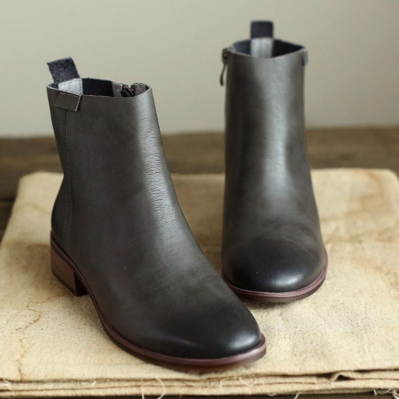 Chelsea Lederen Literaire Retro Enkellaarsjes Voor Dames | Cadeau Schoenen