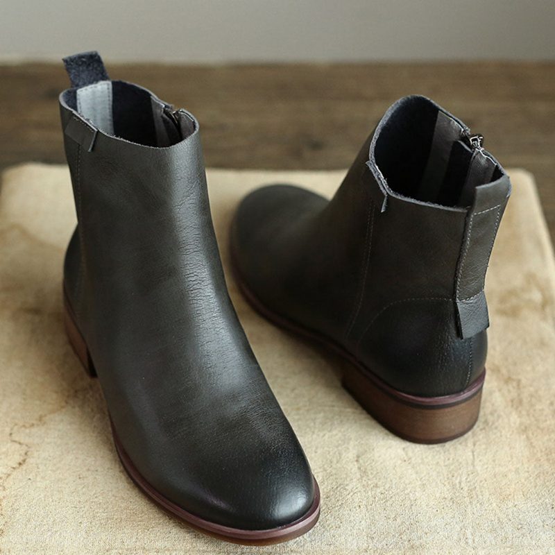 Chelsea Lederen Literaire Retro Enkellaarsjes Voor Dames | Cadeau Schoenen