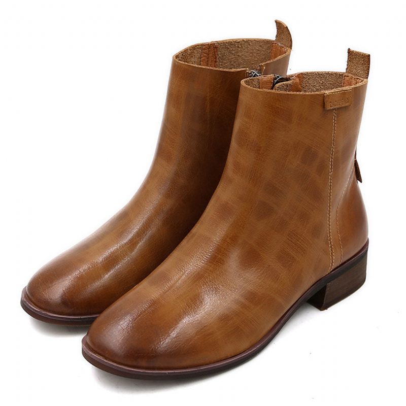 Chelsea Lederen Literaire Retro Enkellaarsjes Voor Dames | Cadeau Schoenen