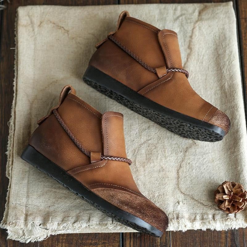 Geschenkschoenen Herfst Retro Comfortabele Handgemaakte Enkellaarsjes Met Stiksels