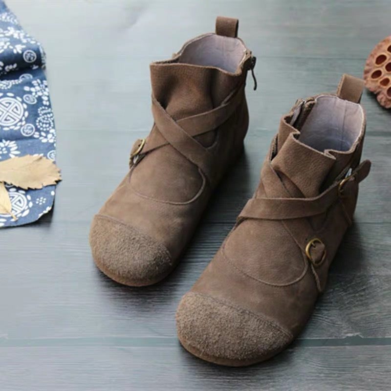 Geschenkschoenen Herfst Retro Dameslaarzen Met Zachte Onderkant
