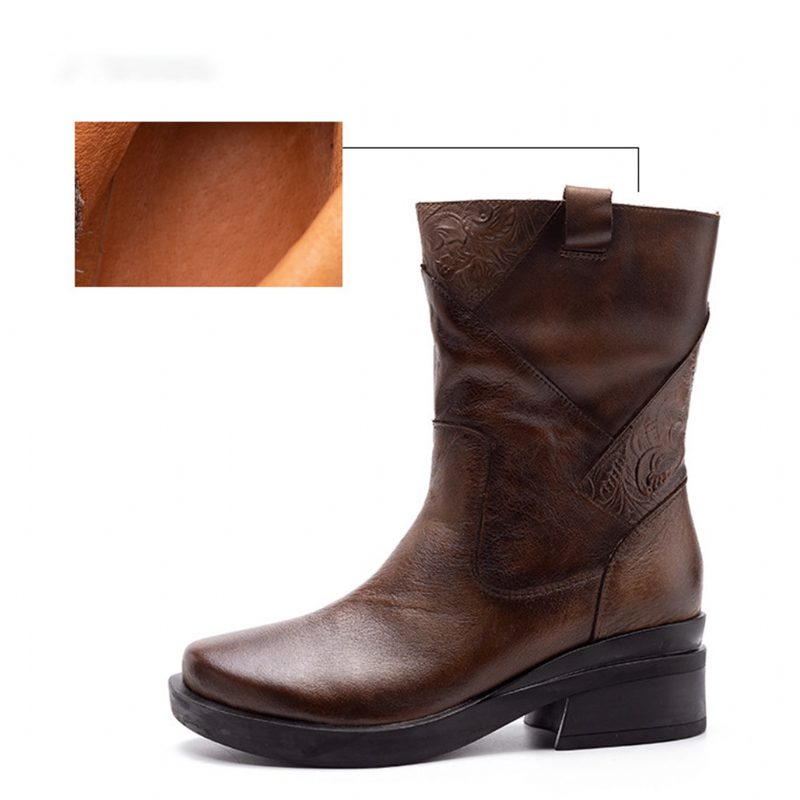 Halfhoge Hakken Dikke Hakken Casual Retro Laarzen | Cadeau Schoenen