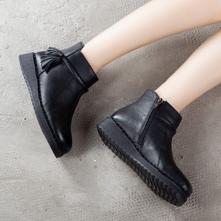 Handgemaakte Lederen Retro Comfortabele Enkellaarsjes|cadeauschoenen