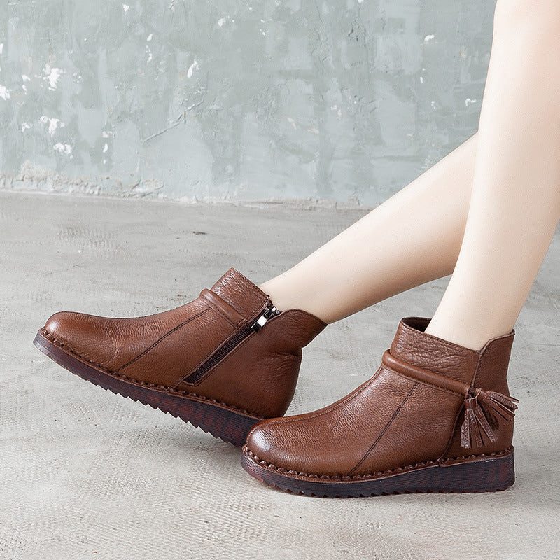 Handgemaakte Lederen Retro Comfortabele Enkellaarsjes|cadeauschoenen