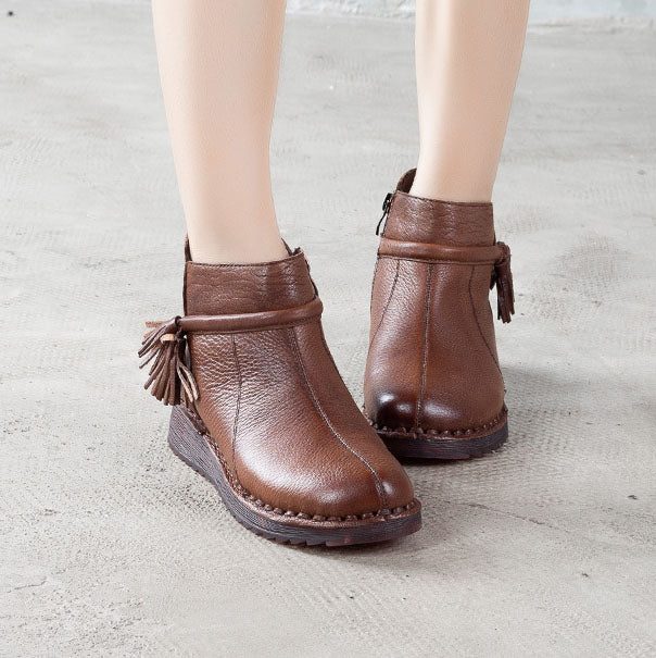 Handgemaakte Lederen Retro Comfortabele Enkellaarsjes|cadeauschoenen