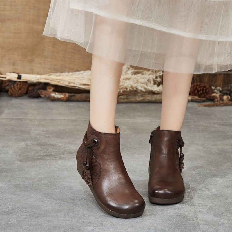 Handgemaakte Retro Leren Korte Laarzen | Cadeau Schoenen
