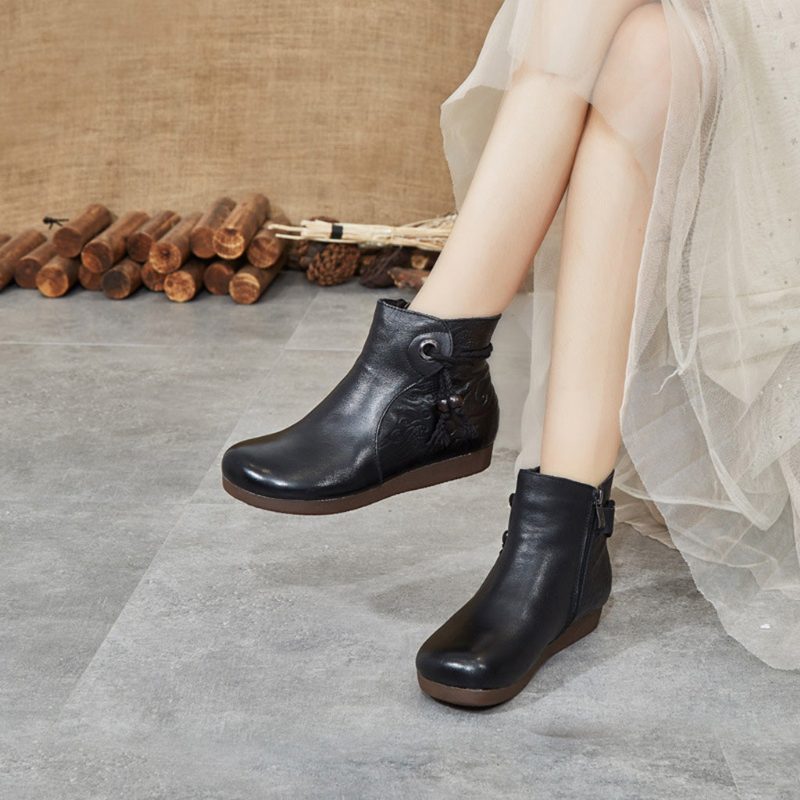Handgemaakte Retro Leren Korte Laarzen | Cadeau Schoenen