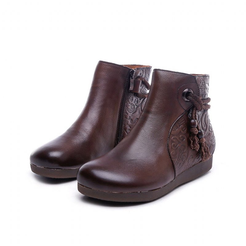 Handgemaakte Retro Leren Korte Laarzen | Cadeau Schoenen