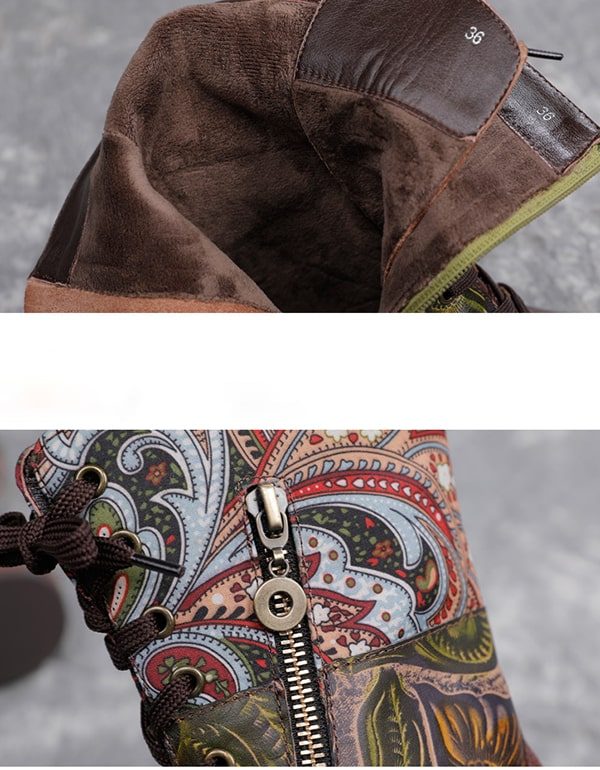 Handgemaakte Vintage Leren Boheemse Mexicaanse Enkellaarsjes Met Veters
