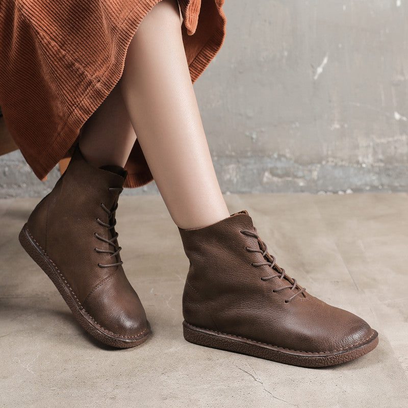 Handgemaakte Zachte Korte Veterlaarzen | Cadeau Schoenen