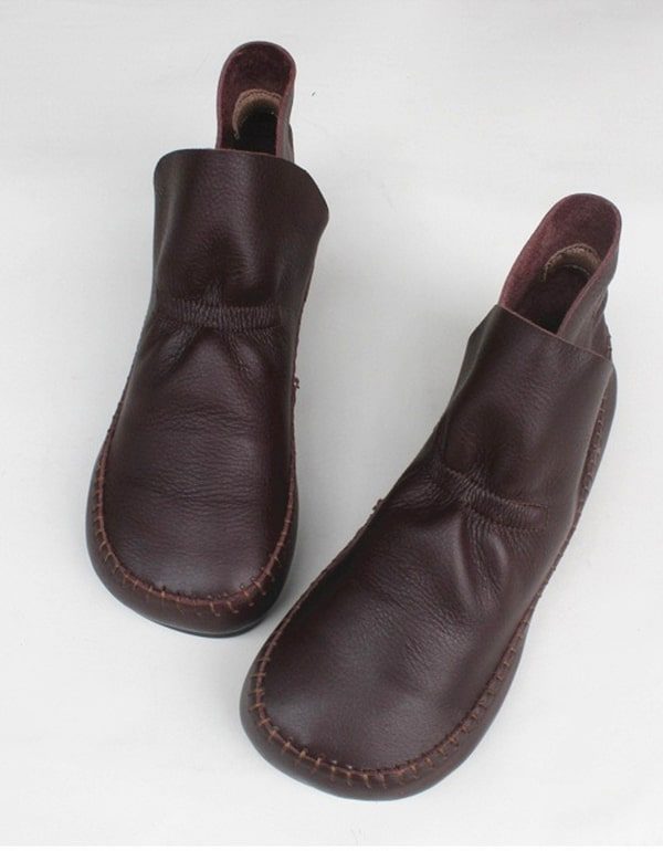 Herfst Flat Bottom Retro Enkellaarsjes Handgemaakt