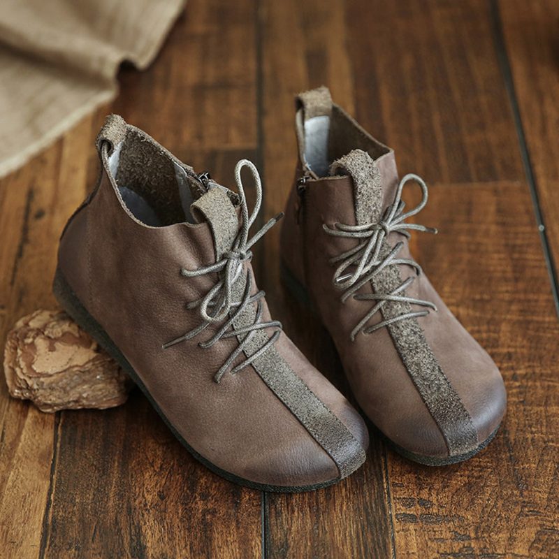 Herfst Retro Handgemaakte Enkellaarsjes Voor Dames | Cadeau Schoenen