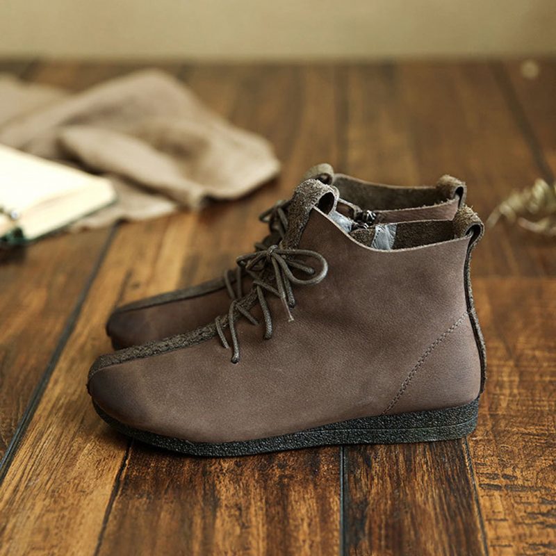 Herfst Retro Handgemaakte Enkellaarsjes Voor Dames | Cadeau Schoenen