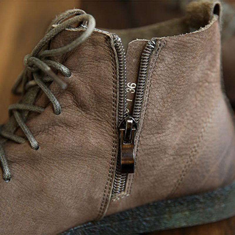 Herfst Retro Handgemaakte Enkellaarsjes Voor Dames | Cadeau Schoenen