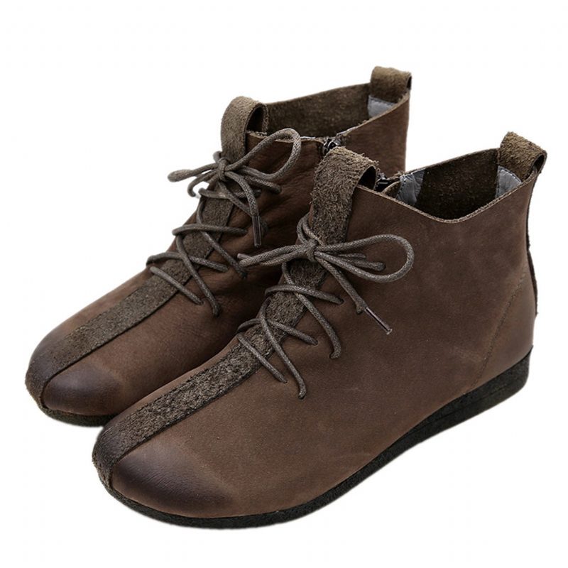 Herfst Retro Handgemaakte Enkellaarsjes Voor Dames | Cadeau Schoenen