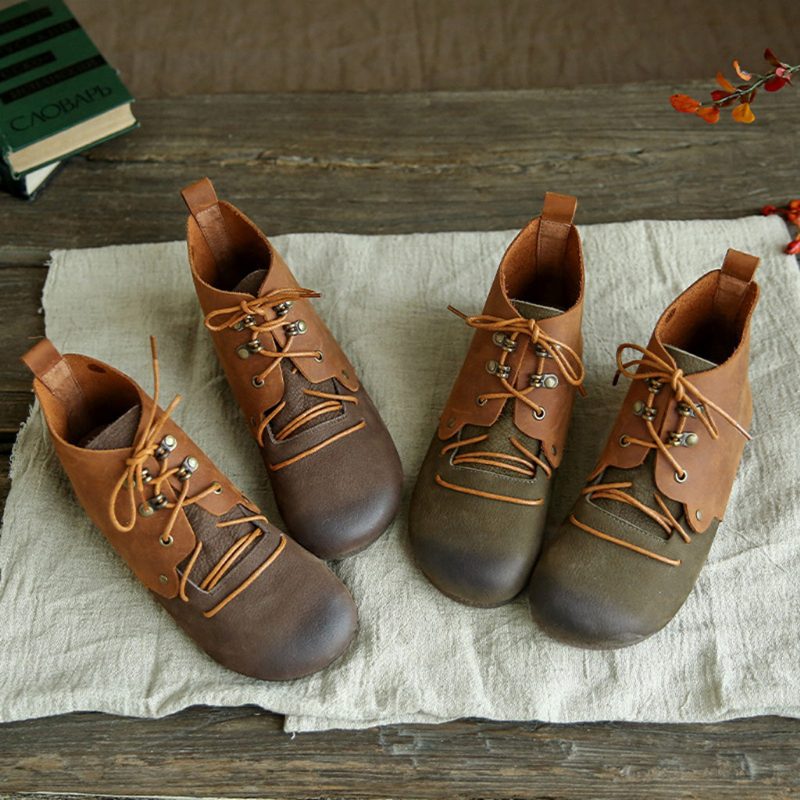 Herfst Retro Leren Casual Korte Laarzen | Cadeau Schoenen