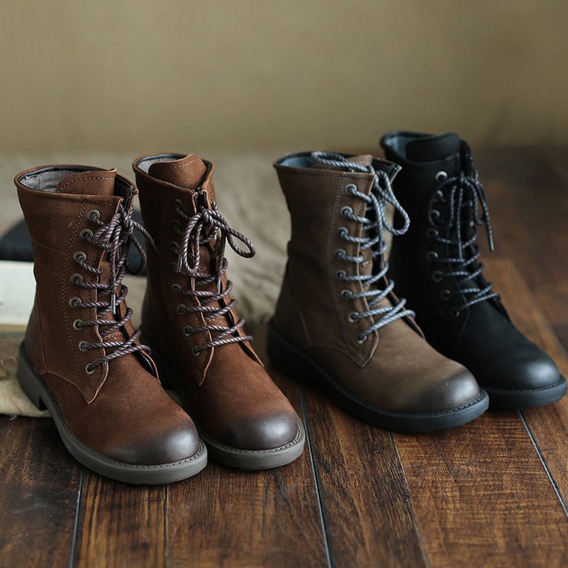 Herfst Winter Leren Retro Martin Dameslaarzen | Cadeau Schoenen