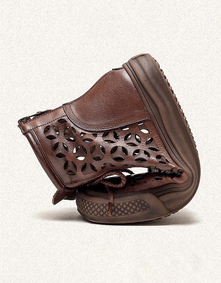 Hollow Square Head Gepolijste Retro Laarzen Sandalen