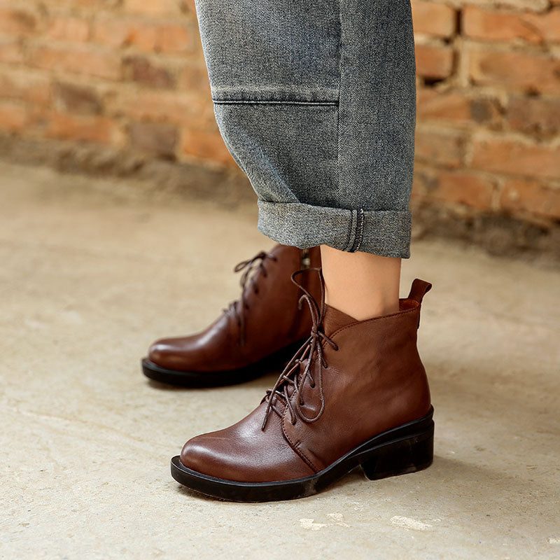 Leren Britse Comfortabele Dameslaarzen| Cadeau Schoenen