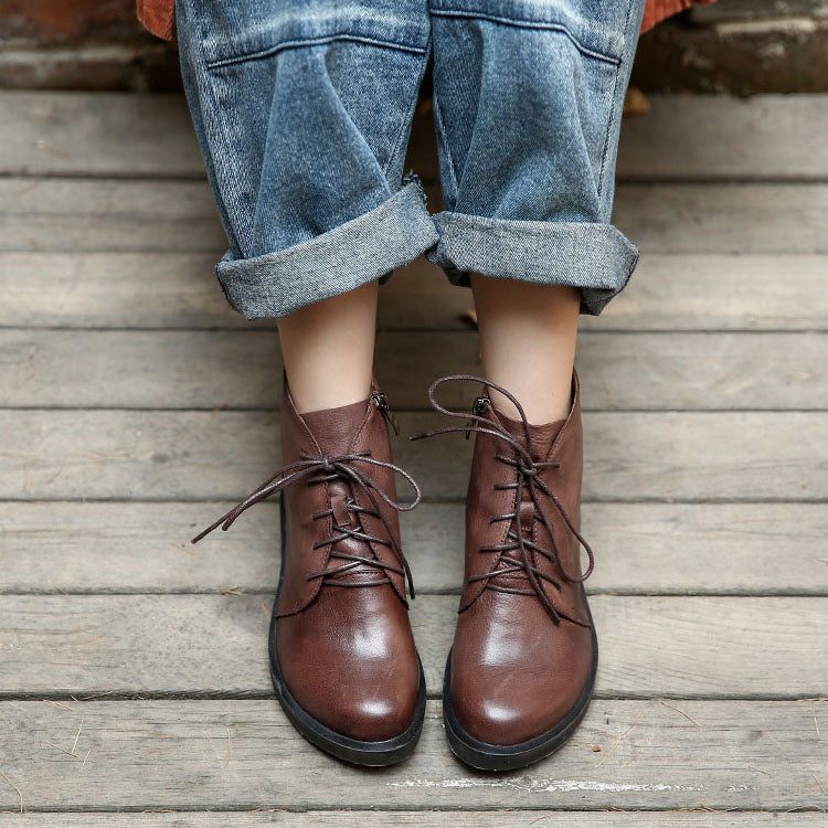 Leren Britse Comfortabele Dameslaarzen| Cadeau Schoenen