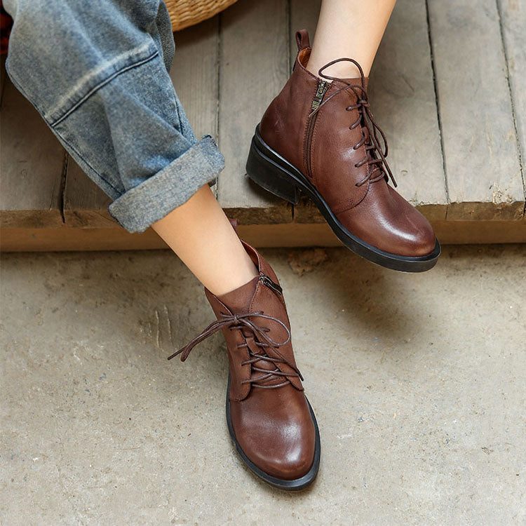 Leren Britse Comfortabele Dameslaarzen| Cadeau Schoenen