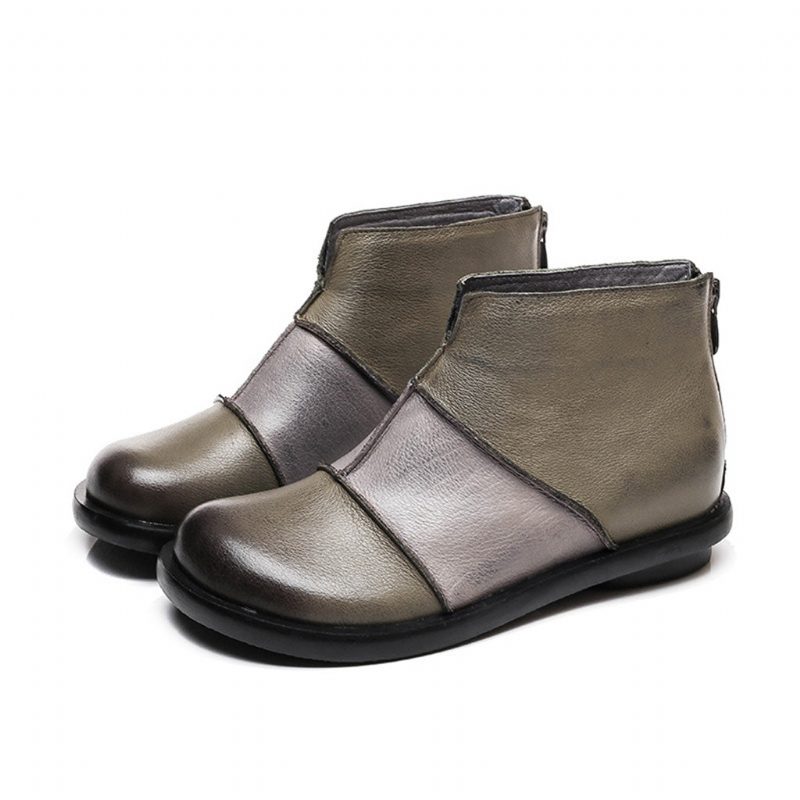 Leren Handgemaakte Retro Korte Laarzen | Cadeau Schoenen