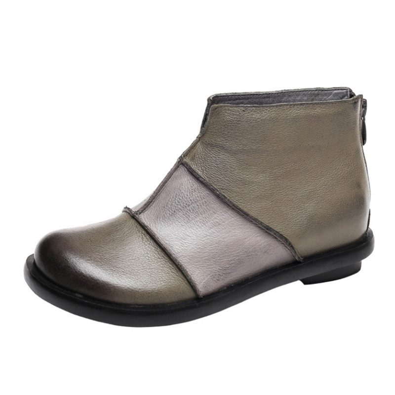 Leren Handgemaakte Retro Korte Laarzen | Cadeau Schoenen
