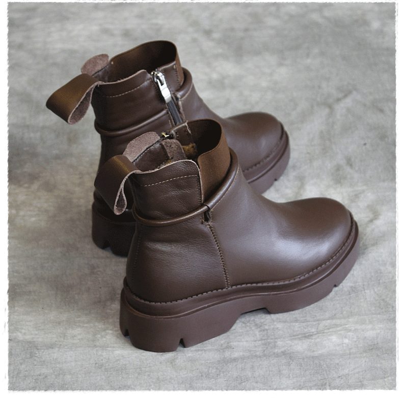 Leren Plateaulaarzen Met Dikke Bodem | Cadeau Schoenen