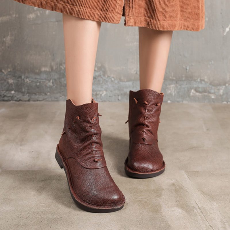 Retro Handgemaakte Lederen Casual Korte Laarzen | Cadeau Schoenen