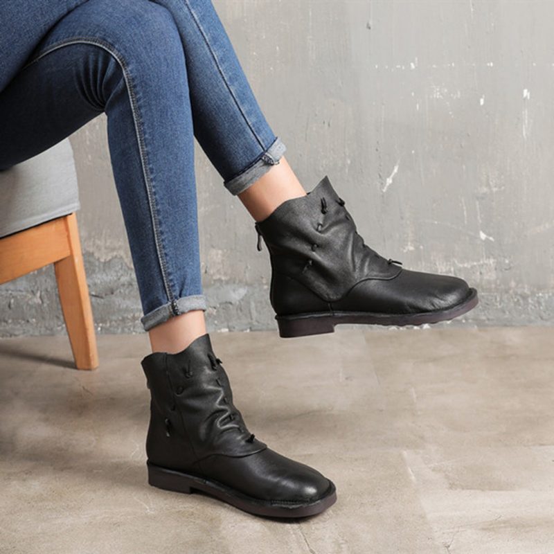 Retro Handgemaakte Lederen Casual Korte Laarzen | Cadeau Schoenen