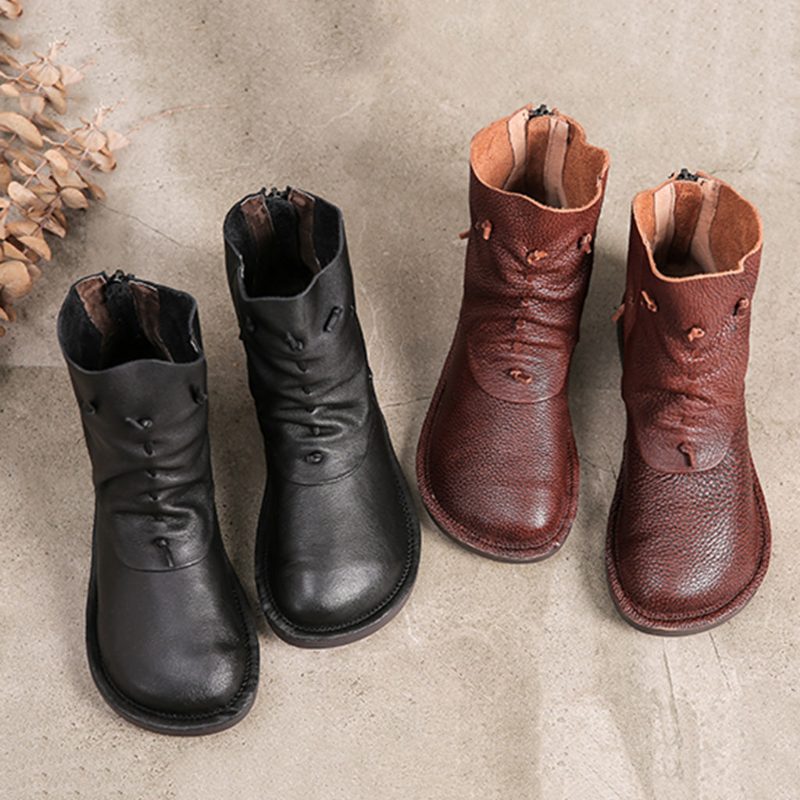 Retro Handgemaakte Lederen Casual Korte Laarzen | Cadeau Schoenen