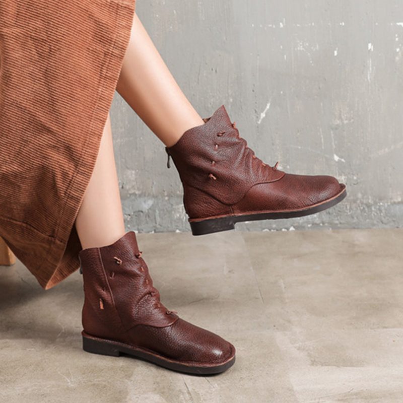 Retro Handgemaakte Lederen Casual Korte Laarzen | Cadeau Schoenen