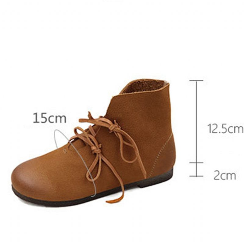 Retro Handgemaakte Leren Dames Korte Laarzen | Cadeau Schoenen