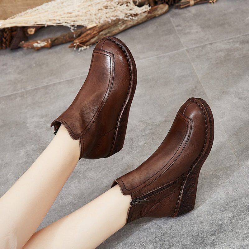 Retro Literaire Handgemaakte Lederen Korte Laarzen | Cadeau Schoenen