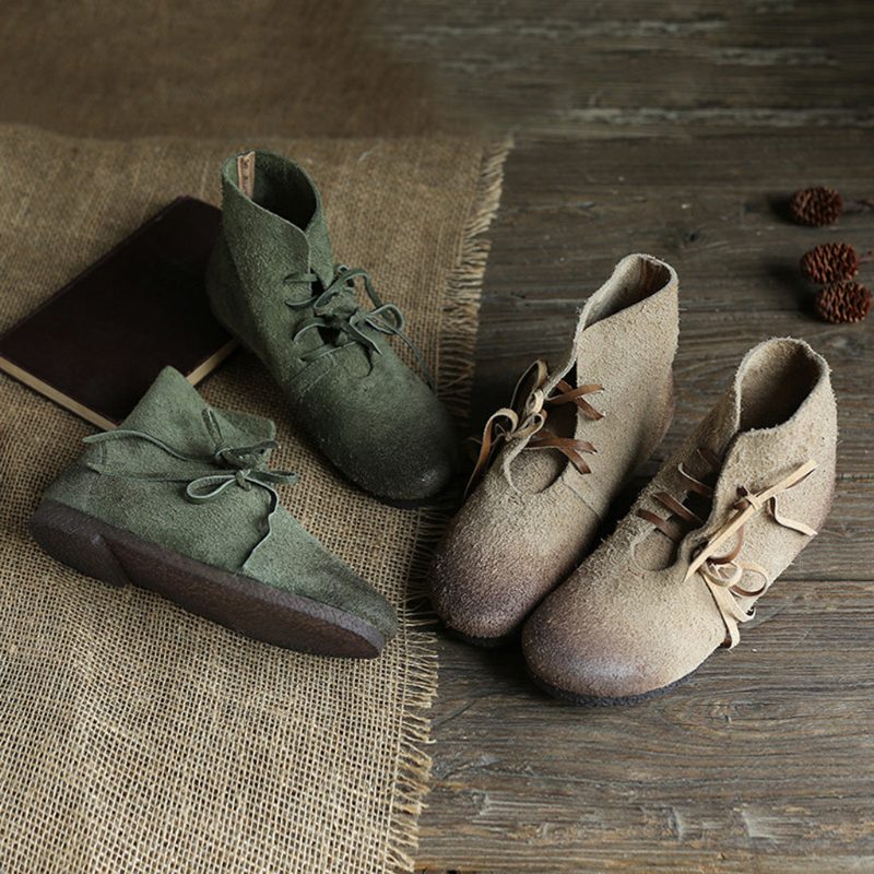 Retro Zachte Onderkant Handgemaakte Lederen Dameslaarzen | Cadeau Schoenen