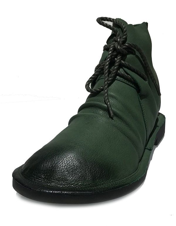 Vintage Groene Retro Lederen Platte Laarzen Handgemaakt