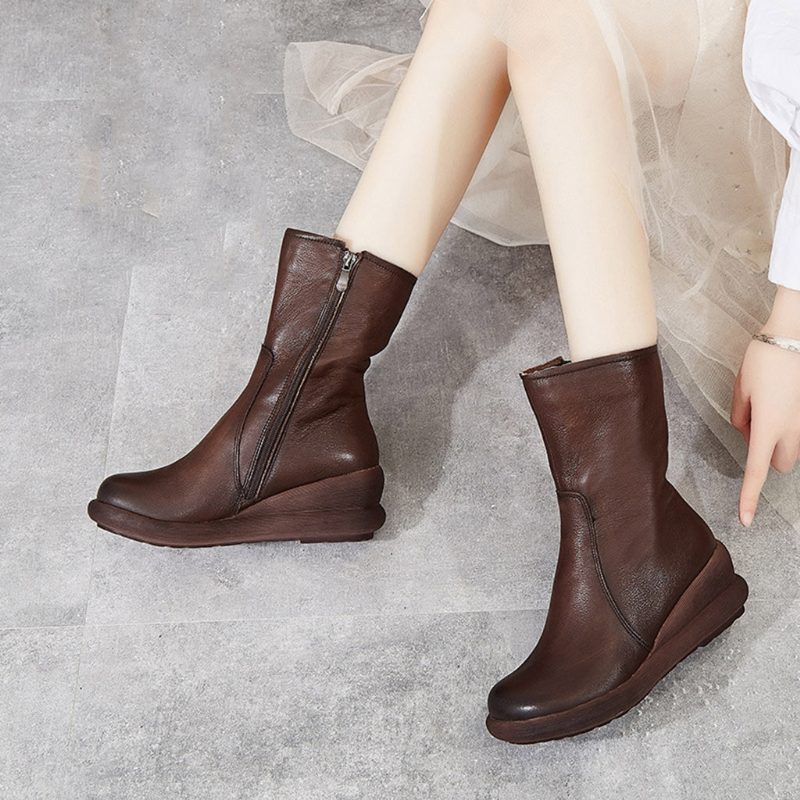 Winter Handgemaakte Retro Leren Korte Laarzen | Cadeau Schoenen