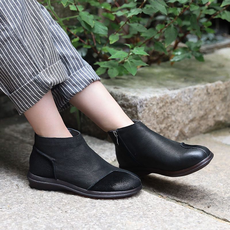 Zachte Leren Stiksels Retro Laarzen | Cadeau Schoenen