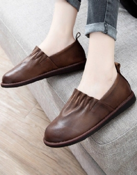 Autumn Comfort Platte Schoenen Met Ronde Kop En Geplooid Leer