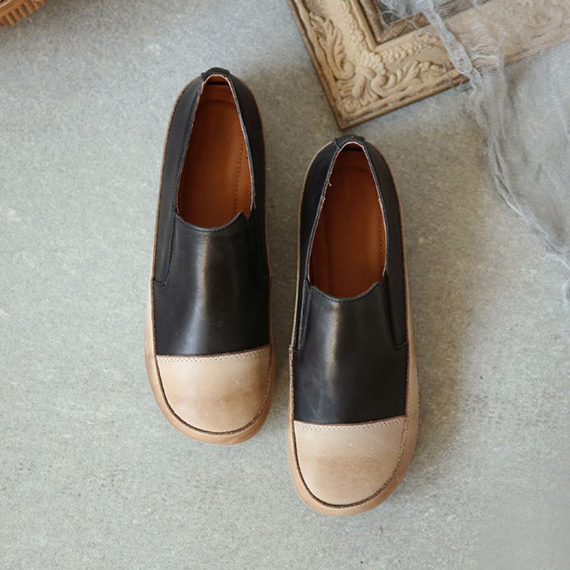 Bijpassende Platte Retro Lederen Damesschoenen | Cadeau Schoenen