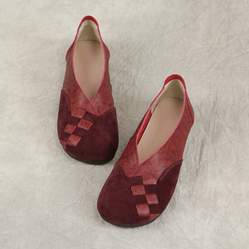 Casual Retro Lederen Handgemaakte Platte Schoenen | Cadeau Schoenen