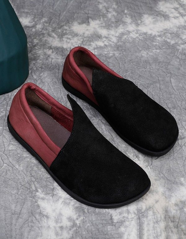 Comfort Retro Leren Suède Dames Platte Schoenen