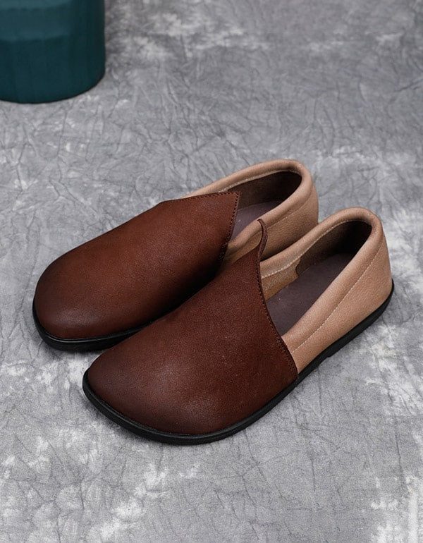 Comfort Retro Leren Suède Dames Platte Schoenen